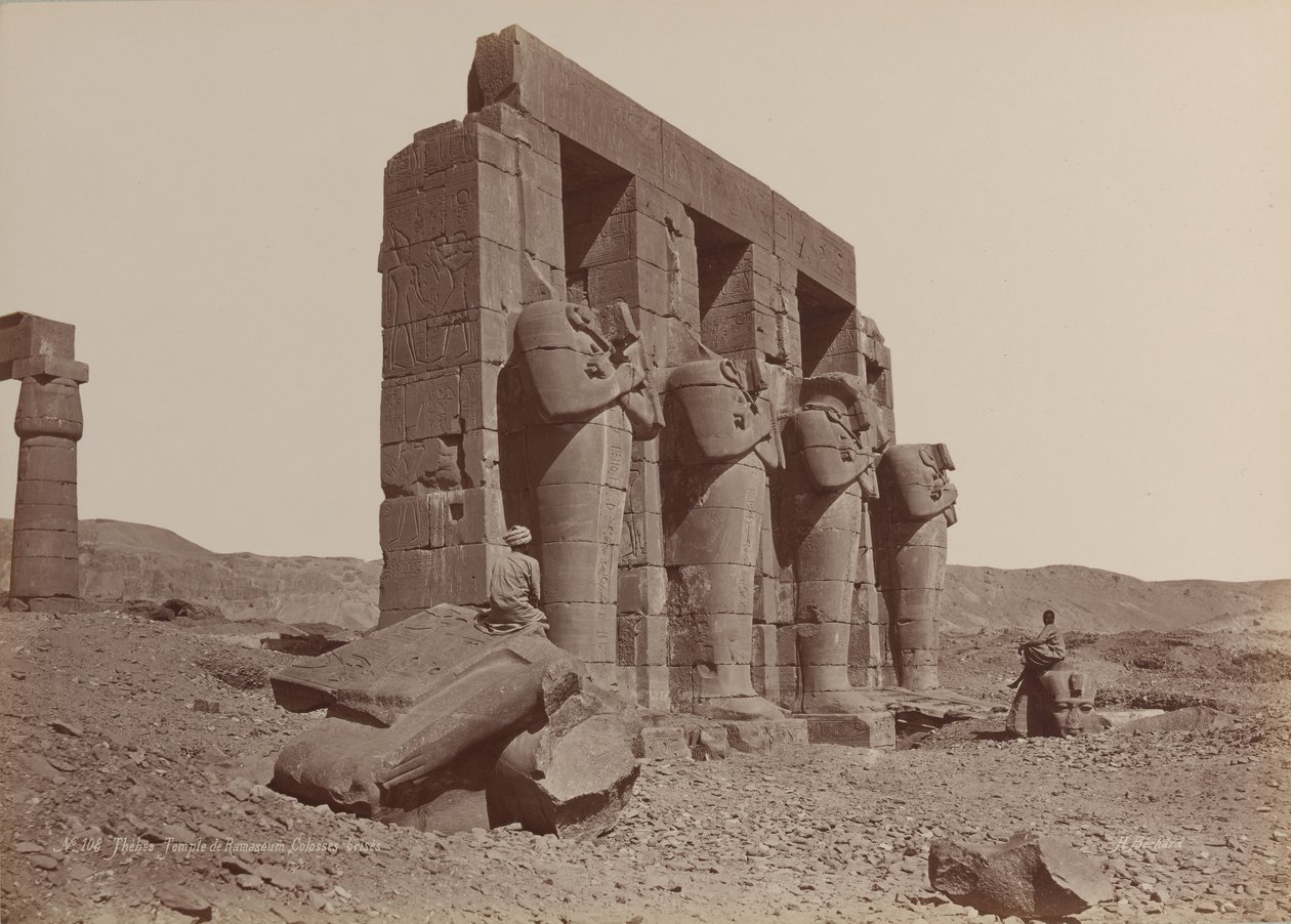 Thèbes, Temple de Ramasseum, Colosses brisés, années 1870 - Émile Béchard
