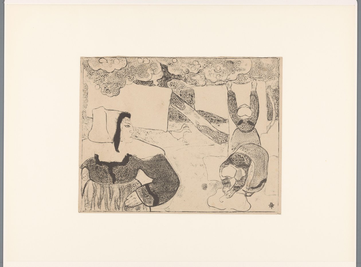 Trois femmes bretonnes étendant le linge (Bretonneries) - Emile Bernard