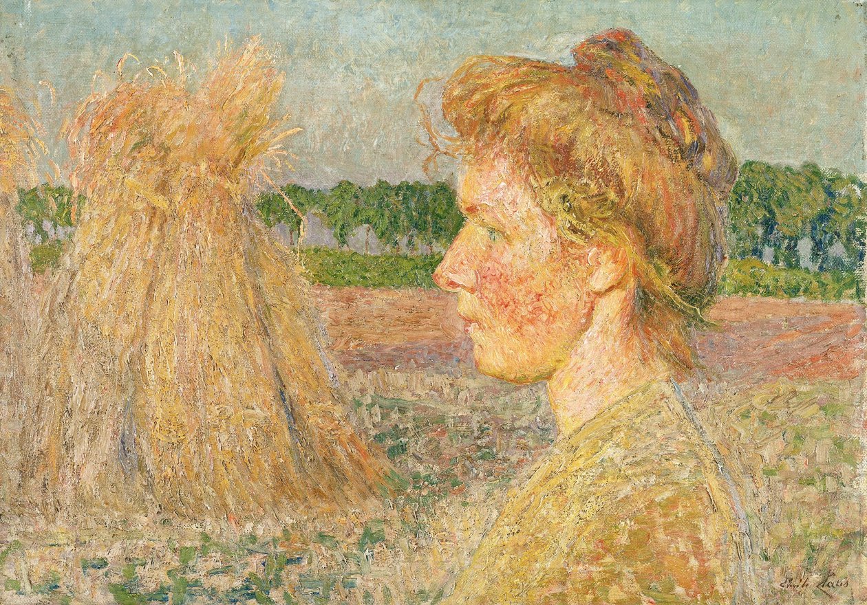Profil de femme et gerbes de blé - Emile Claus