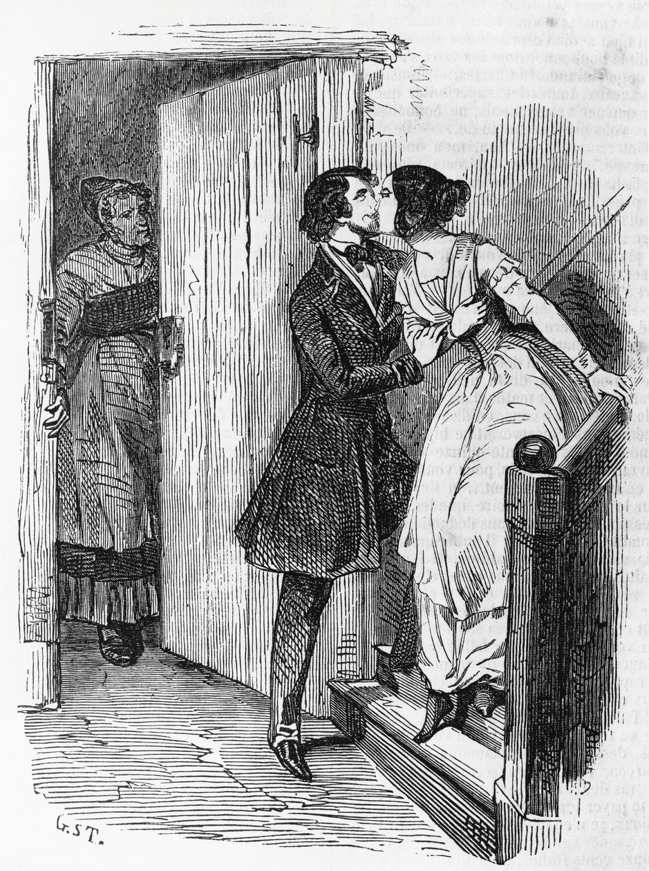 Illustration pour Eugénie Grandet, roman de Honoré de Balzac (1799-1850) de la collection intitulée La Comédie Humaine, gravure par Emile Deschamps (1822-1893) - Emile Deschamps