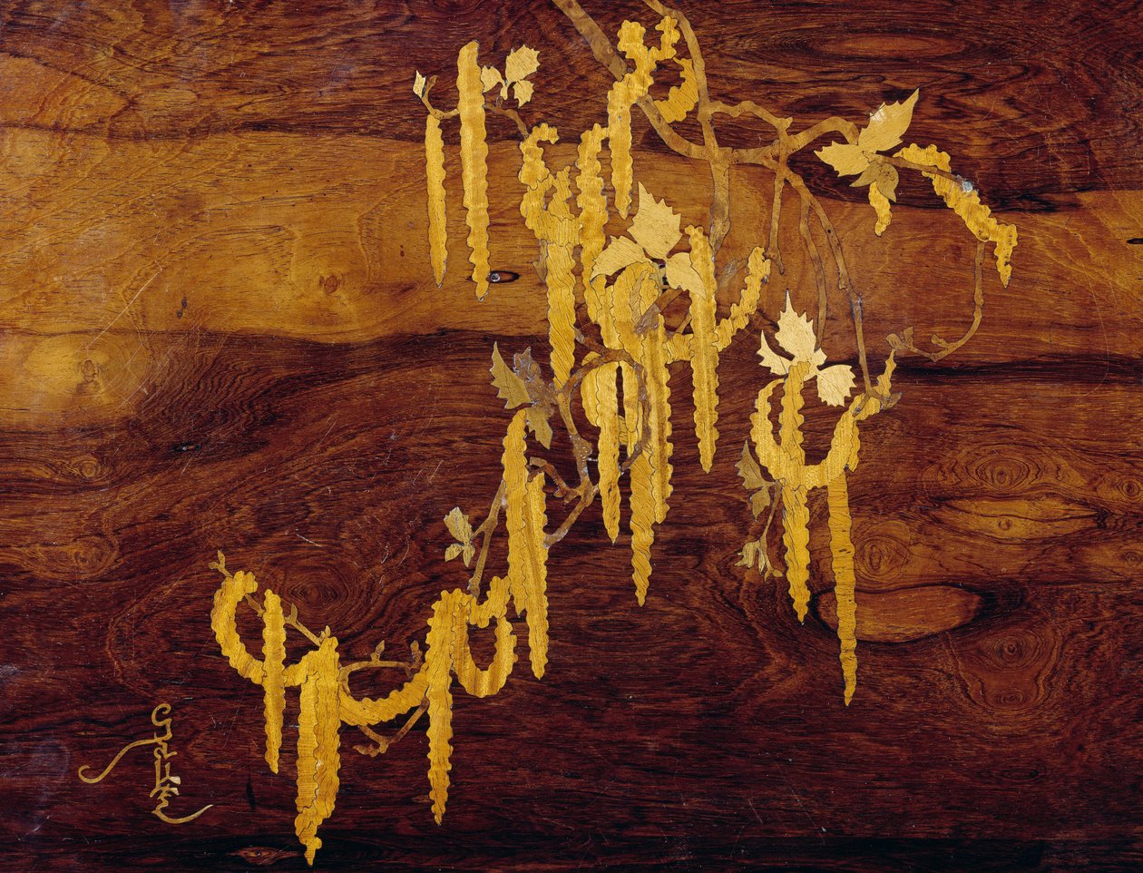 Motif végétal incrusté, détail de tables gigognes de style Art Nouveau, par Emile Gallé, France, 20e siècle - Emile Galle