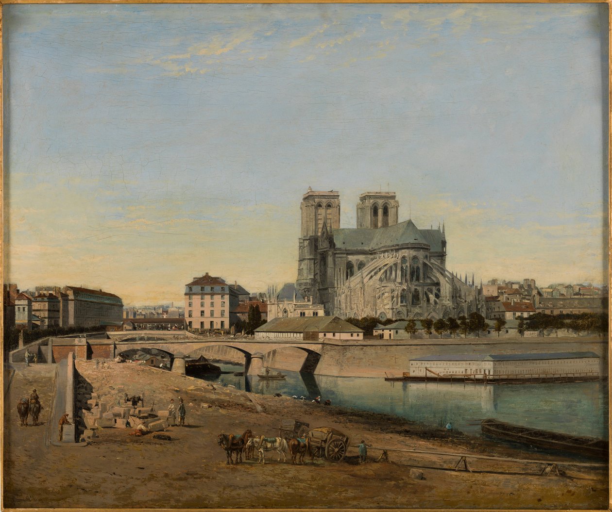 French: Le chevet de Notre-Dame, vu du quai de la Tournelle - Emile Harrouart