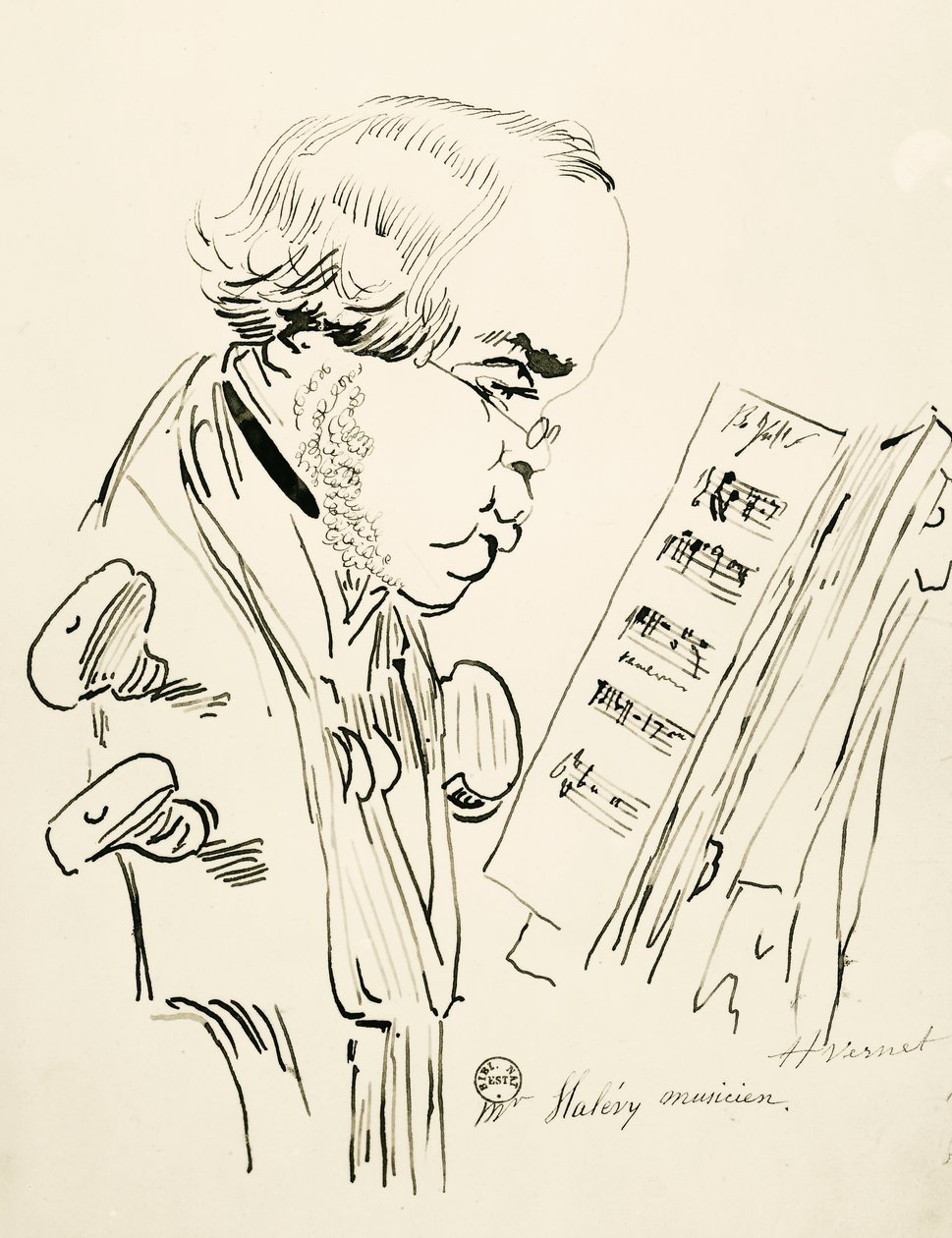 Portrait de Jacques Fromental Elie Lévy, dit Halévy (Paris) - Emile Jean Horace Vernet