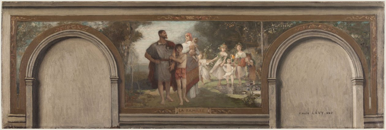 Esquisse pour le Salon en Hémicycle dans le 16e arrondissement : La Famille - Emile Levy