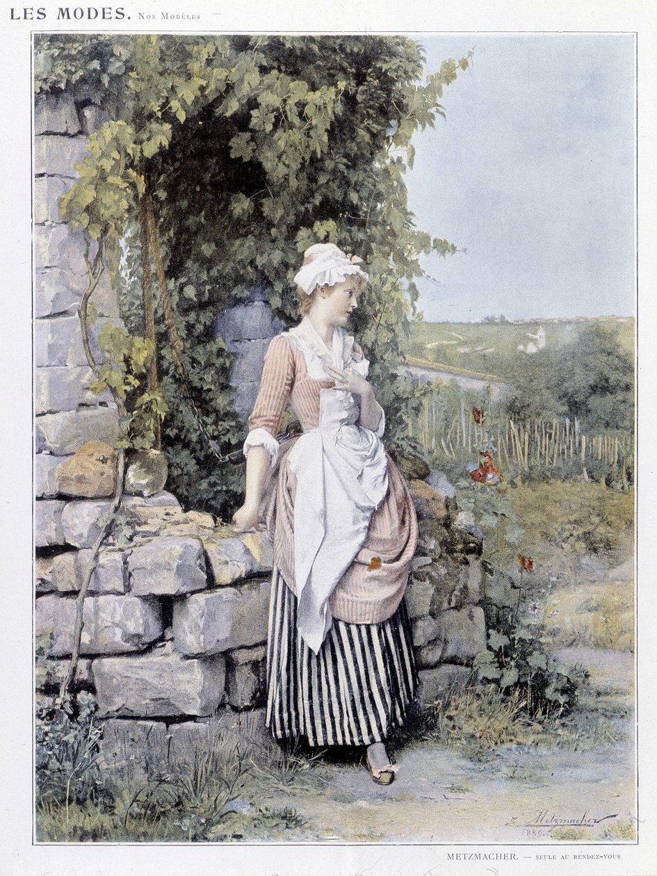 Femme seule attendant son rendez-vous - ill. de Metzmacher, v. 1900 - Emile Pierre Metzmacher