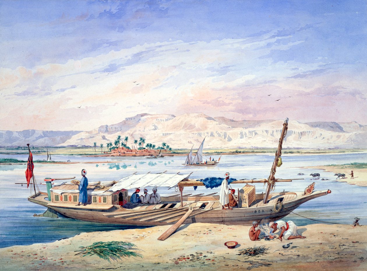 Un bateau sur le Nil, Égypte - Emile Prisse d