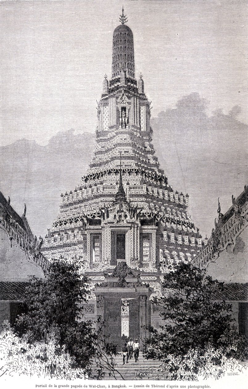 Portail de la Grande Pagode Wat-Chan, Bangkok. Dessin de Thérond. - Emile Theodore Therond