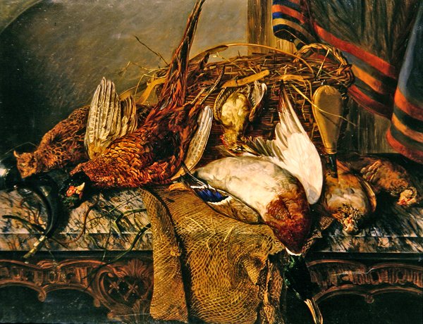 Nature morte avec faisans sur une table en marbre, vers 1850 - Emily Stannard