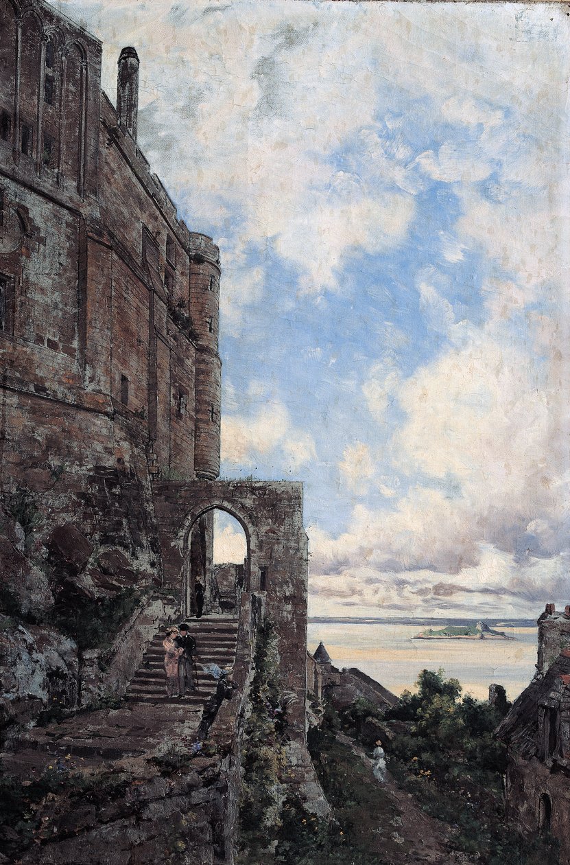 Mont Saint-Michel. Porte Ouest du Barbican au Châtelet - Emmanuel Lansyer