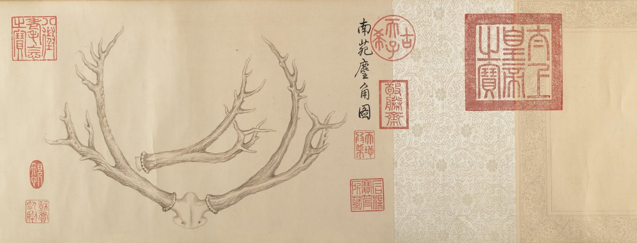 Deux peintures de bois de cerf, datées de 1762 et 1767 - Emperor Qianlong