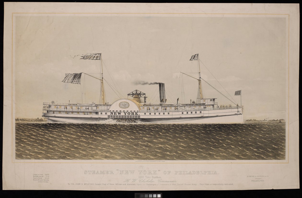 Le vapeur New York de Philadelphie... H W Chisholm, Commandant... - Endicott Endicott