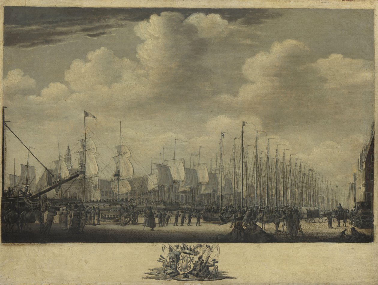 Rassemblement de la flotte dans le port de Vlissingen, 1804 - Engel Hoogerheyden