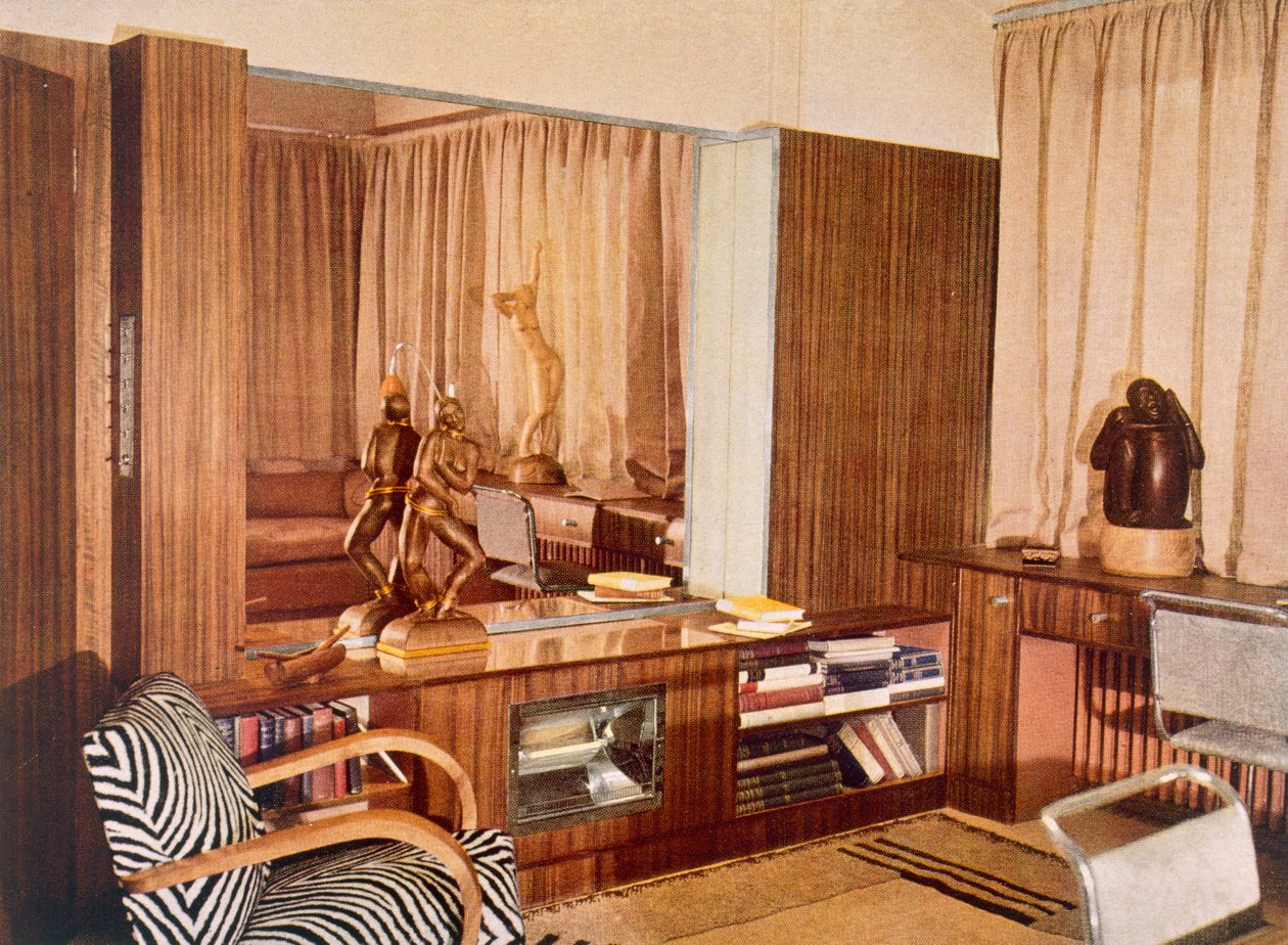 Salon conçu par Serge Chermayeff pour le sculpteur A.G. Grinling, de Colour Schemes for the Modern Home par Derek Patmore, 1933 - English Photographer