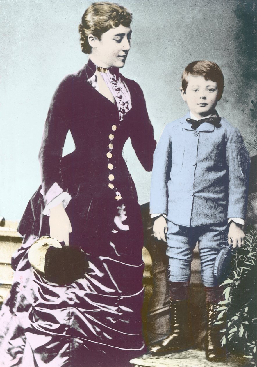 Winston Churchill avec sa mère, Lady Randolph Churchill - English Photographer