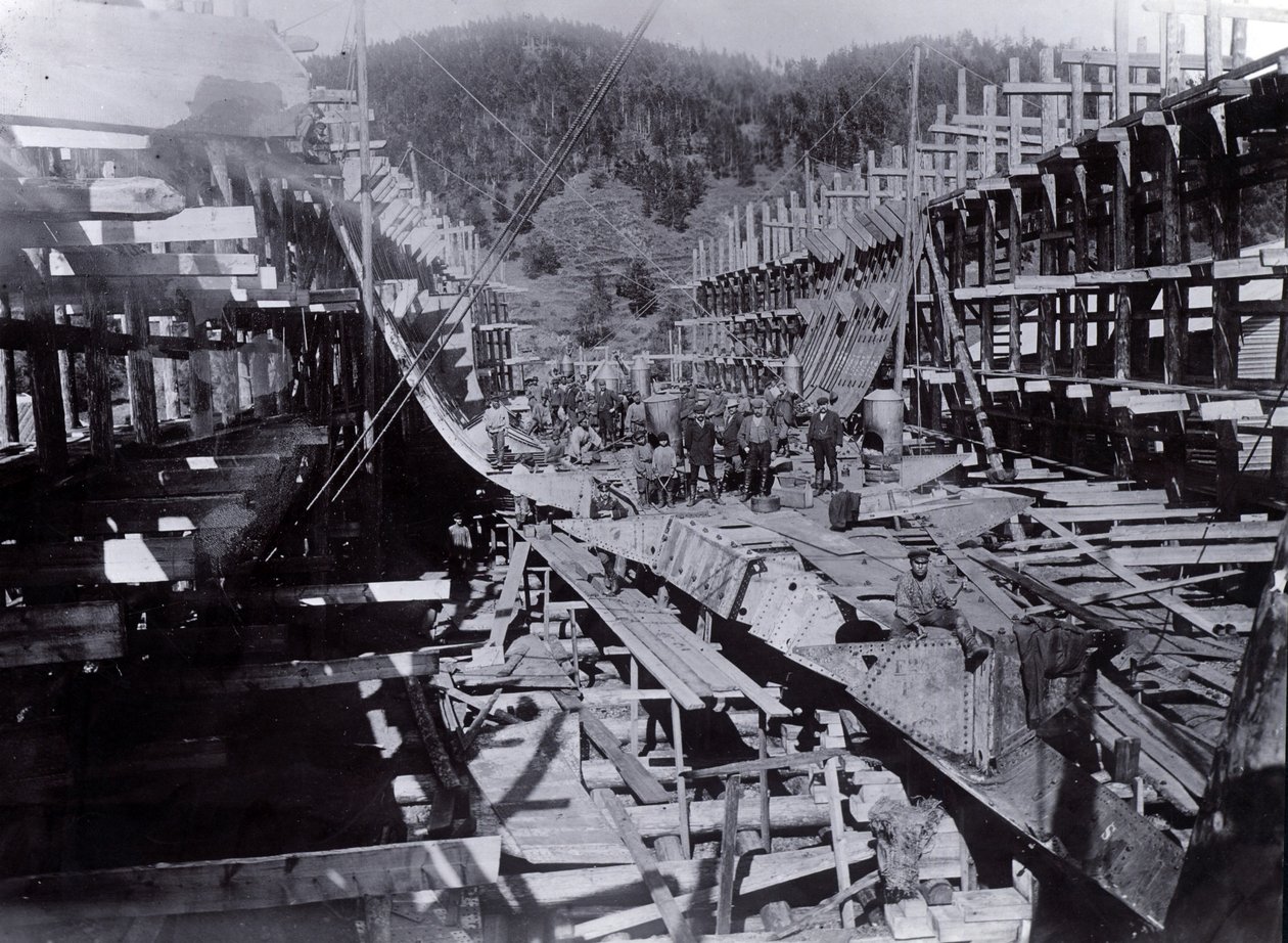 Yard no. 647, Baikal. Construction du ferry brise-glace Baikal au lac Baïkal, 1896 - English Photographer