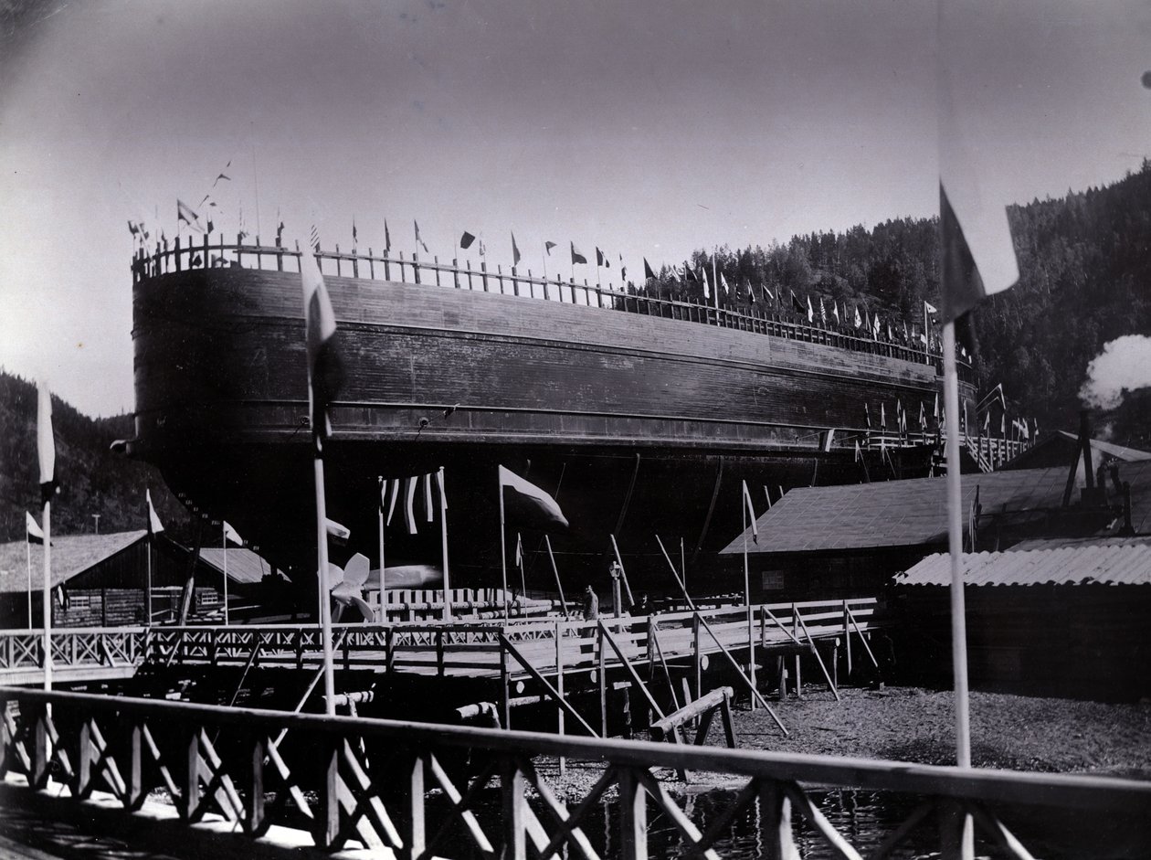 Yard no. 647, Baikal. Le ferry brise-glace Baikal prêt à être lancé dans le lac Baïkal, 1896 - English Photographer
