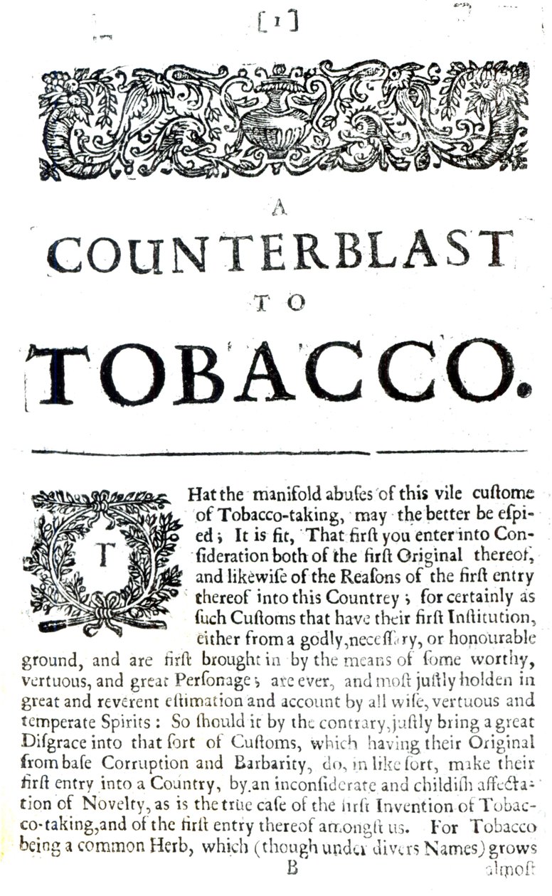 Une contre-attaque contre le tabac, un traité écrit par Jacques Ier d
