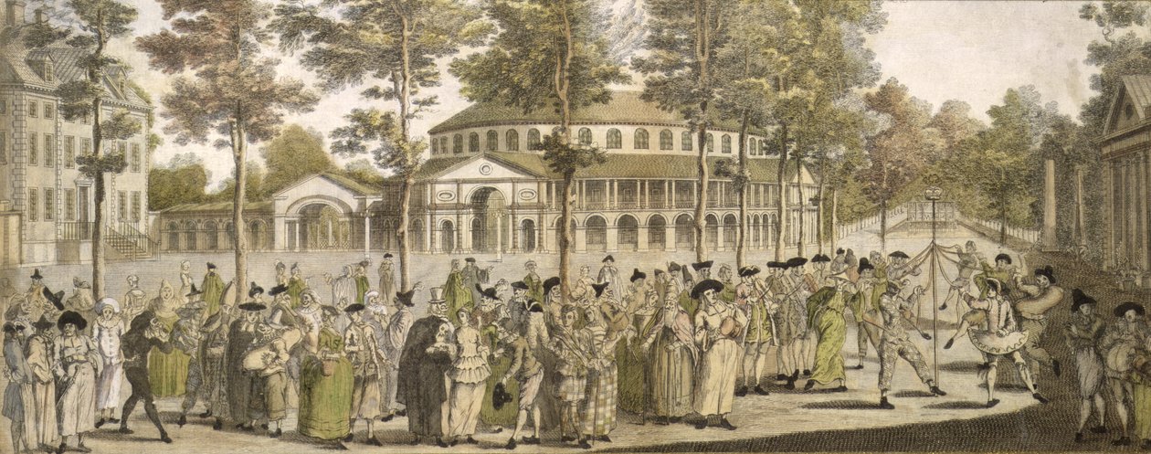Un spectacle dans les jardins de Ranelagh, avec la Rotonde en arrière-plan, milieu du 18e siècle - English School