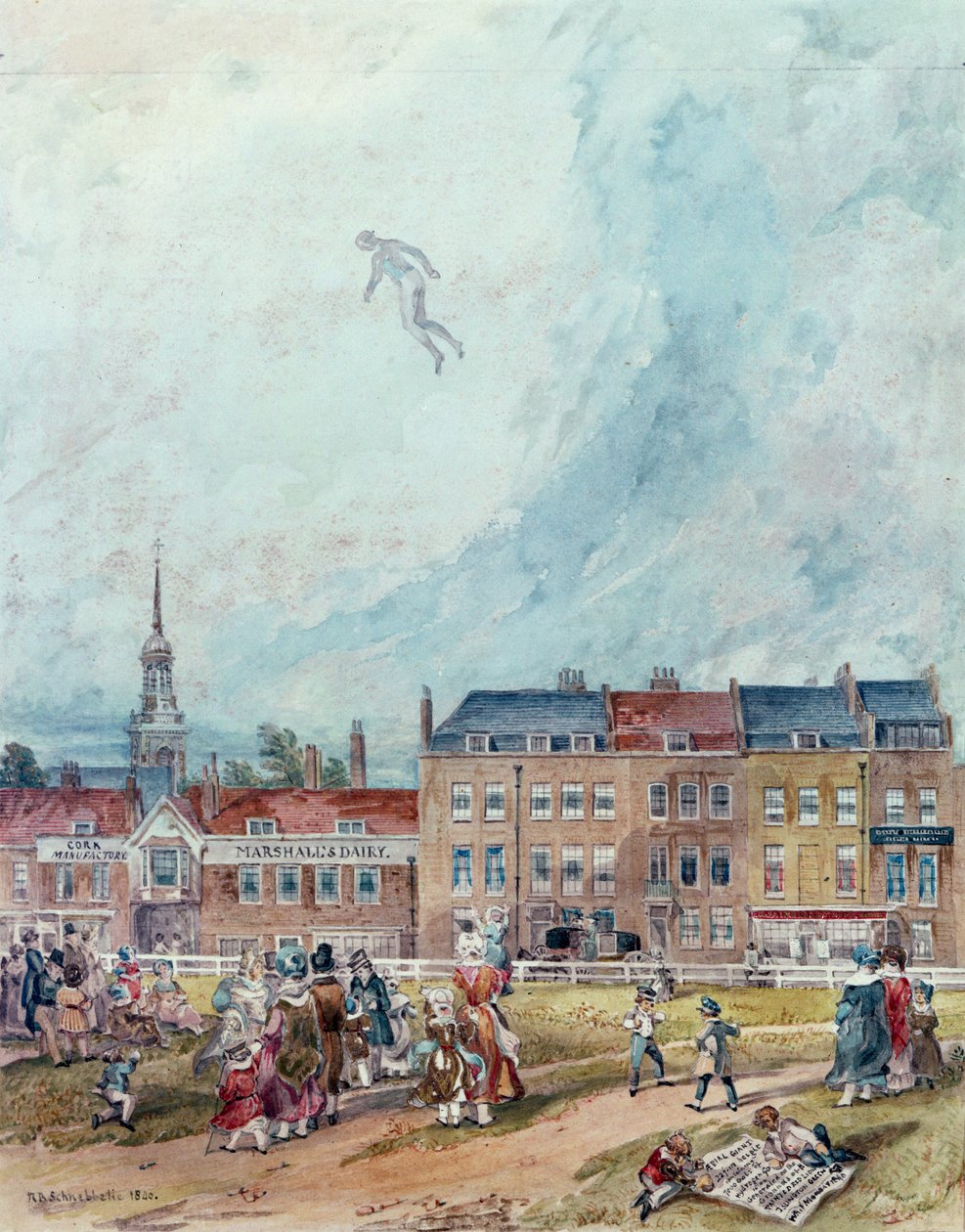 Un Guy Fawkes aérien, 1840 - English School