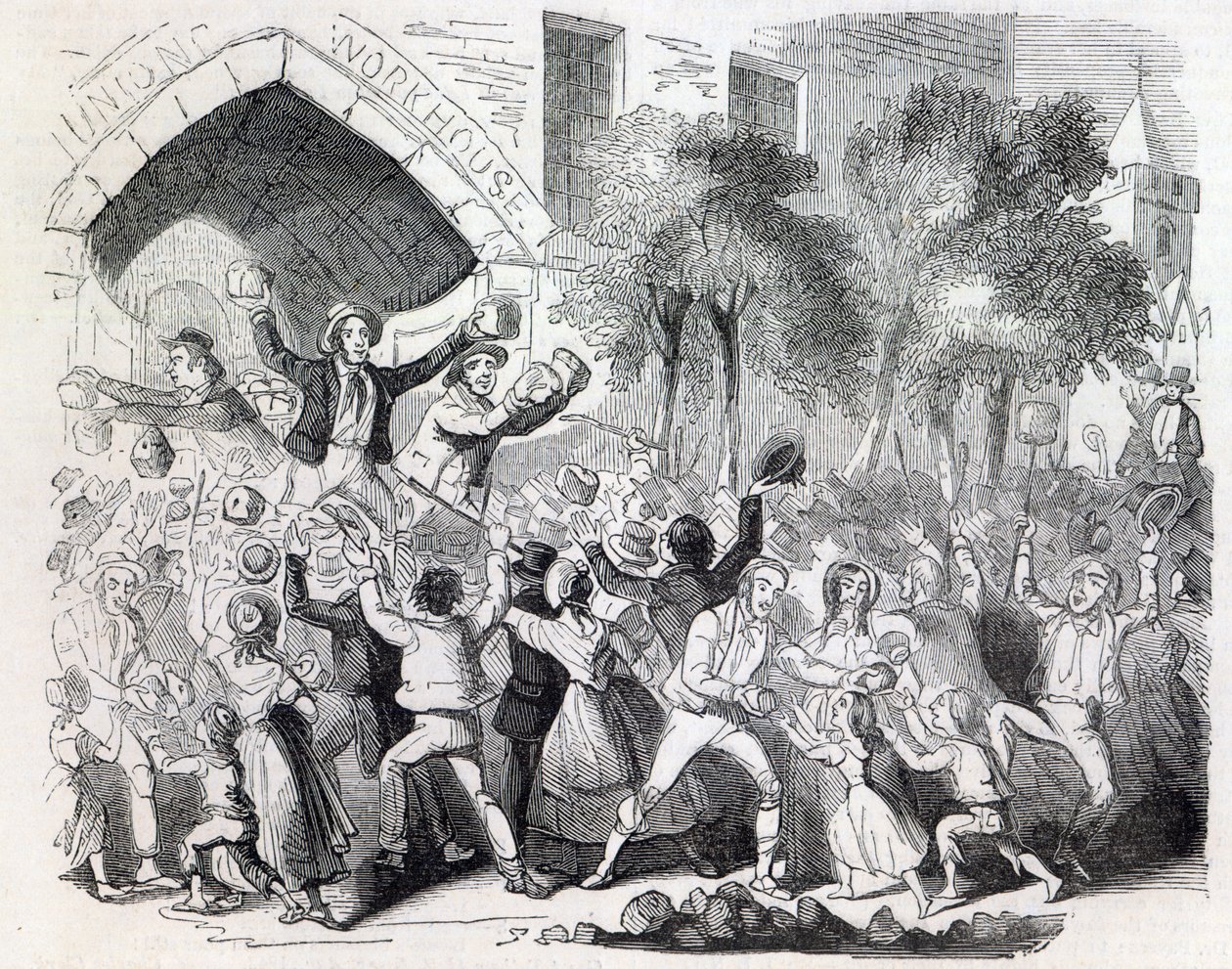 Attaque de la maison de travail à Stockport en 1842 - English School