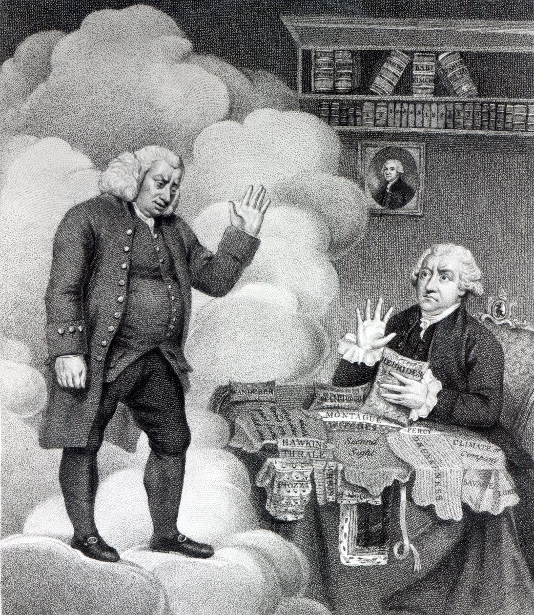 Boswell et le fantôme de Samuel Johnson, publié en 1803 - English School