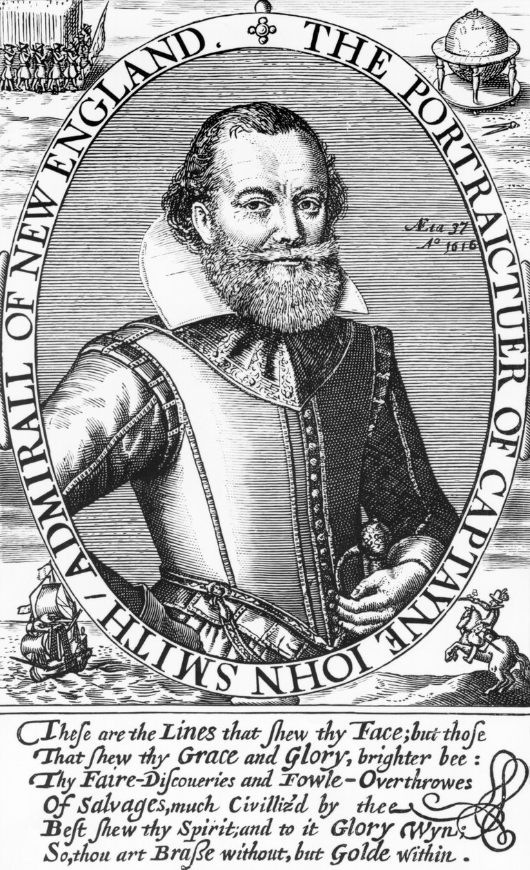 Capitaine John Smith, premier gouverneur de Virginie, 1616 - English School