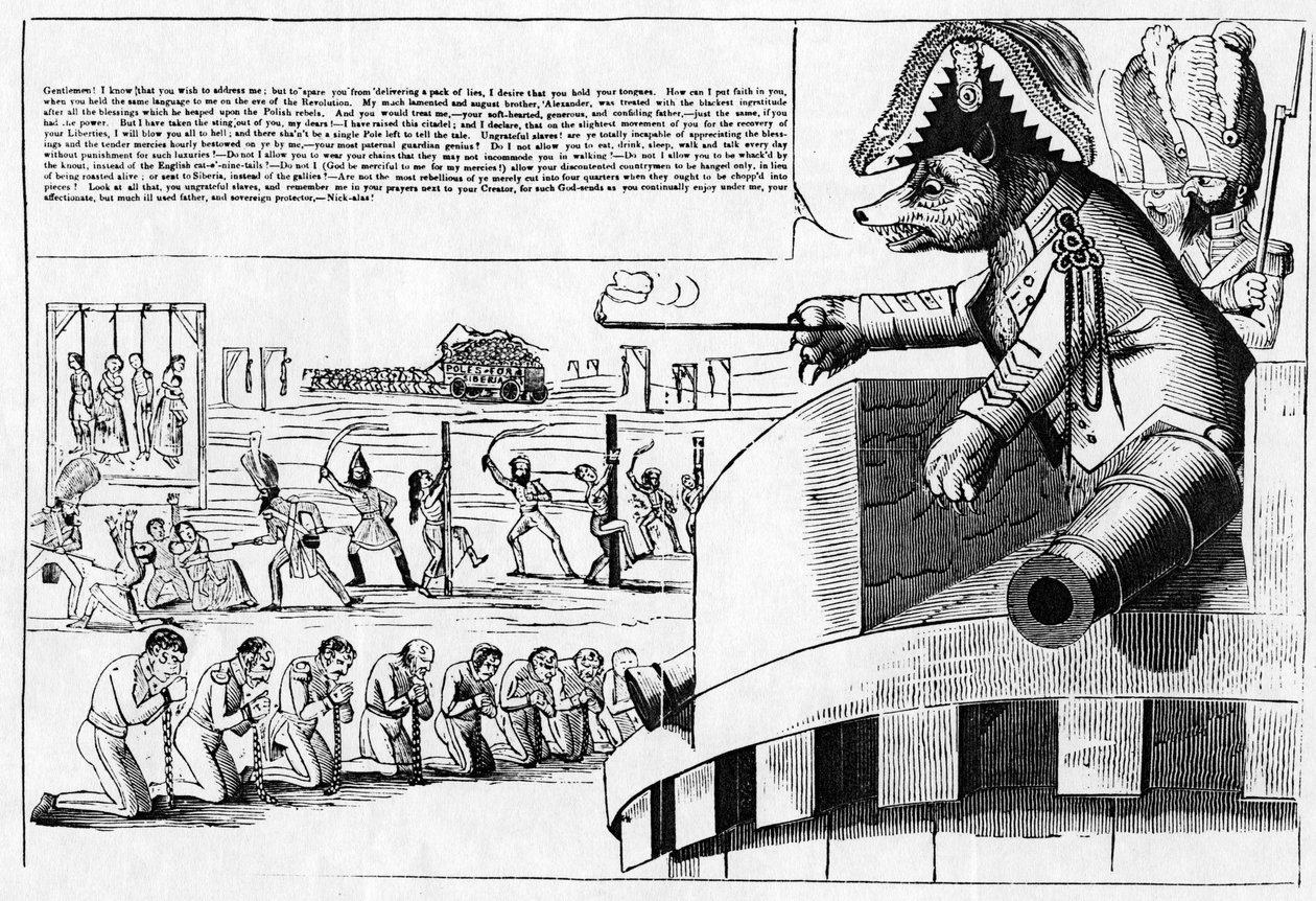 Caricature du tsar Nicolas Ier en ours, vers 1830 - English School