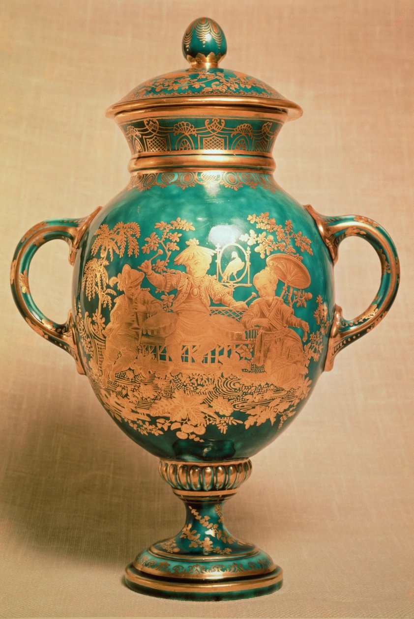 Vase et couvercle Chelsea avec motif chinois doré, période Gold Anchor (1758-69) - English School