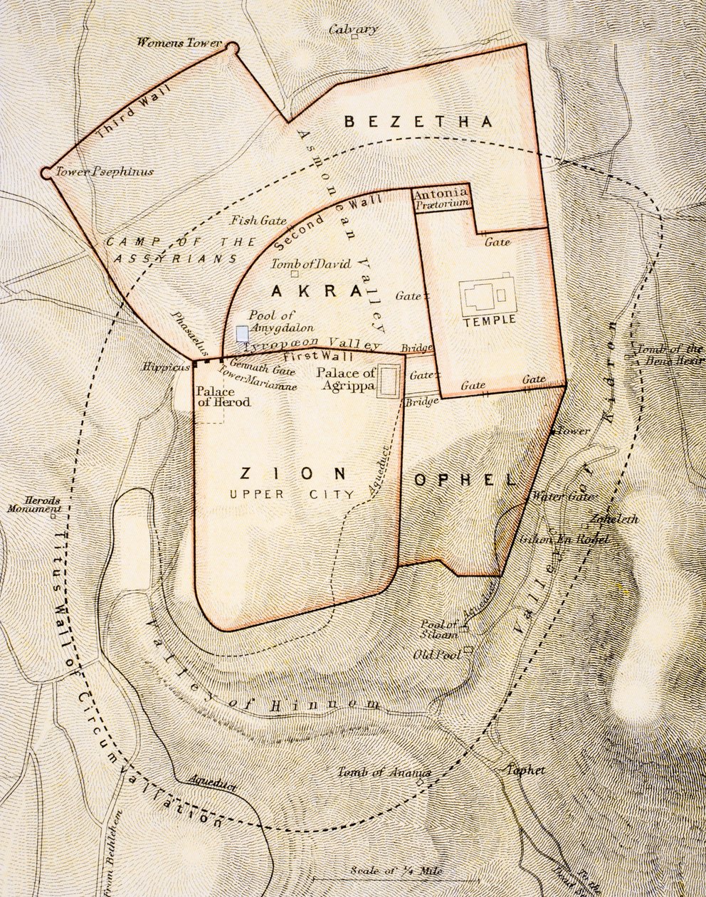 Plan de la ville de Jérusalem antique, de 