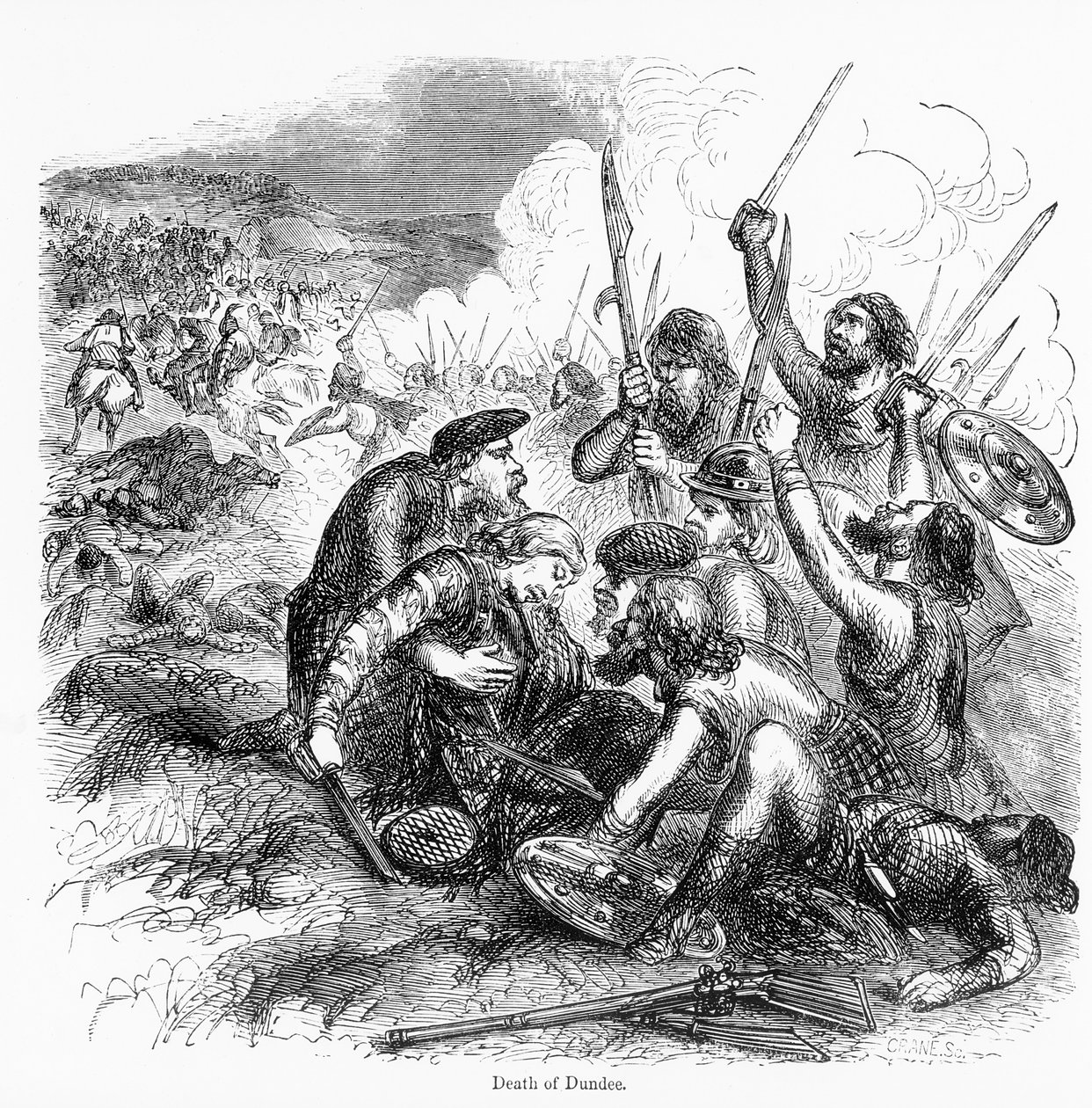 Mort de Dundee, gravé par Crane - English School