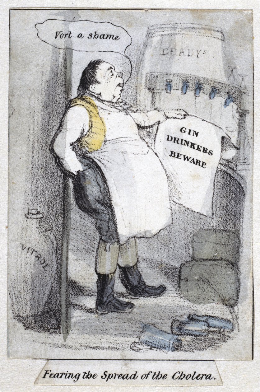 Craignant la propagation du choléra, 1840-50 - English School