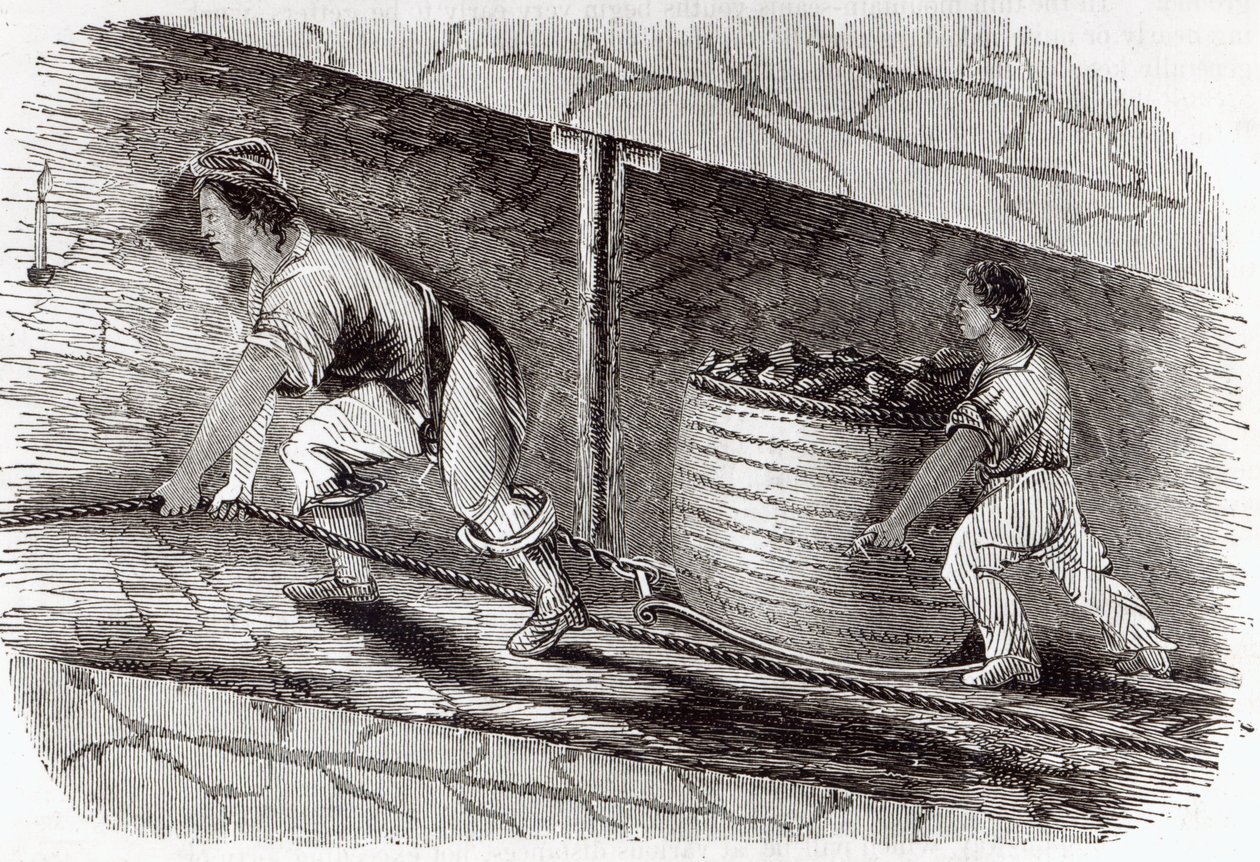 Tireuse de charbon dans une mine à Little Bolton, 1842 - English School