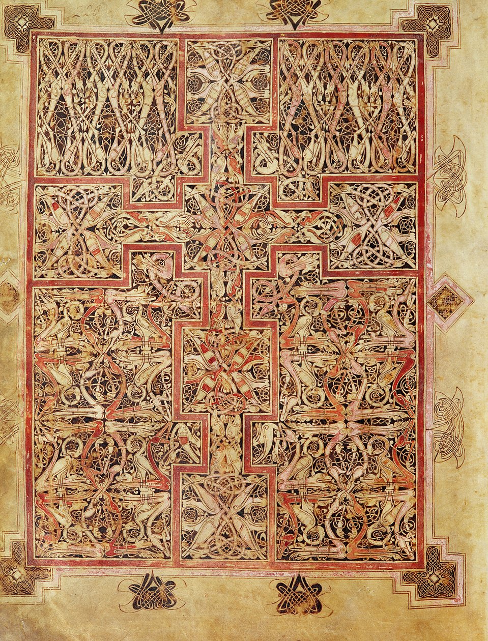 Page de tapis, des Évangiles de Lichfield, vers 720 - English School