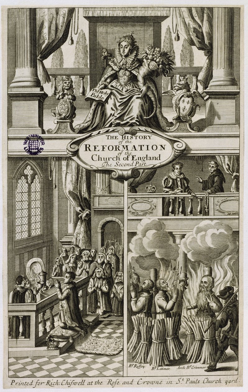 Frontispice de The History of the Reformation of the Church of England: The Second Part par Gilbert Burnet (1643-1715), pub. par Richard Chiswell (1639-1711), 1681 - English School