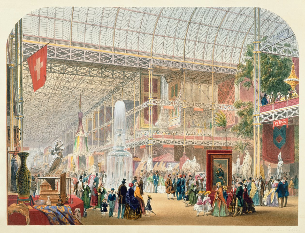 Grande Exposition, 1851 : Transept central du Crystal Palace - English School