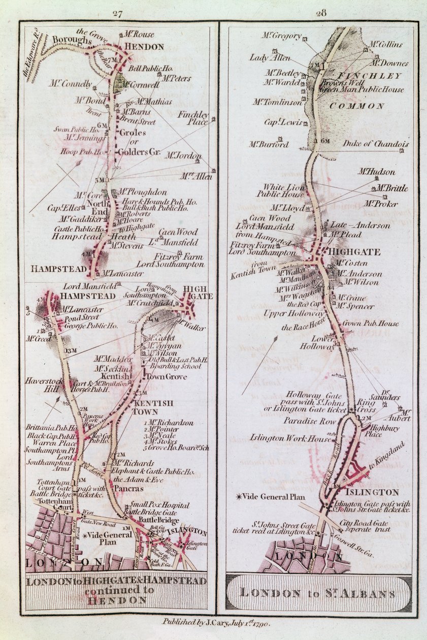Grande route du Nord sortant de Londres, 1er juillet 1790 - English School