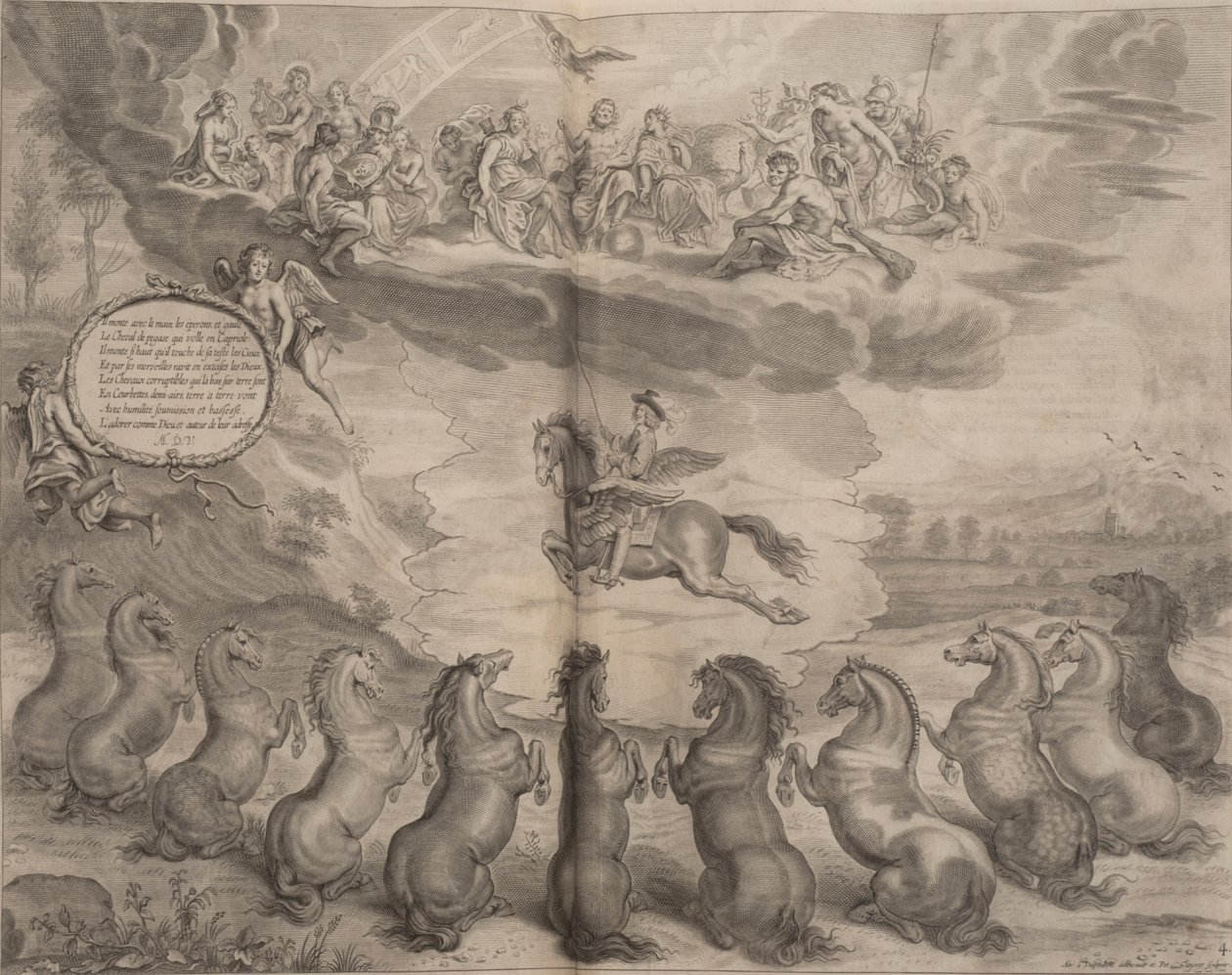 Illustration de A General System of Horsemanship, par William Cavendish, 1658 - English School
