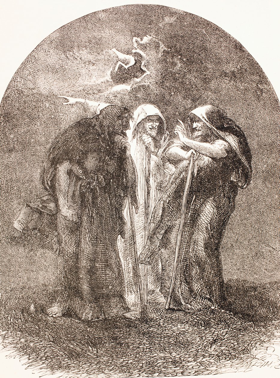 Illustration des sorcières de Macbeth, de 