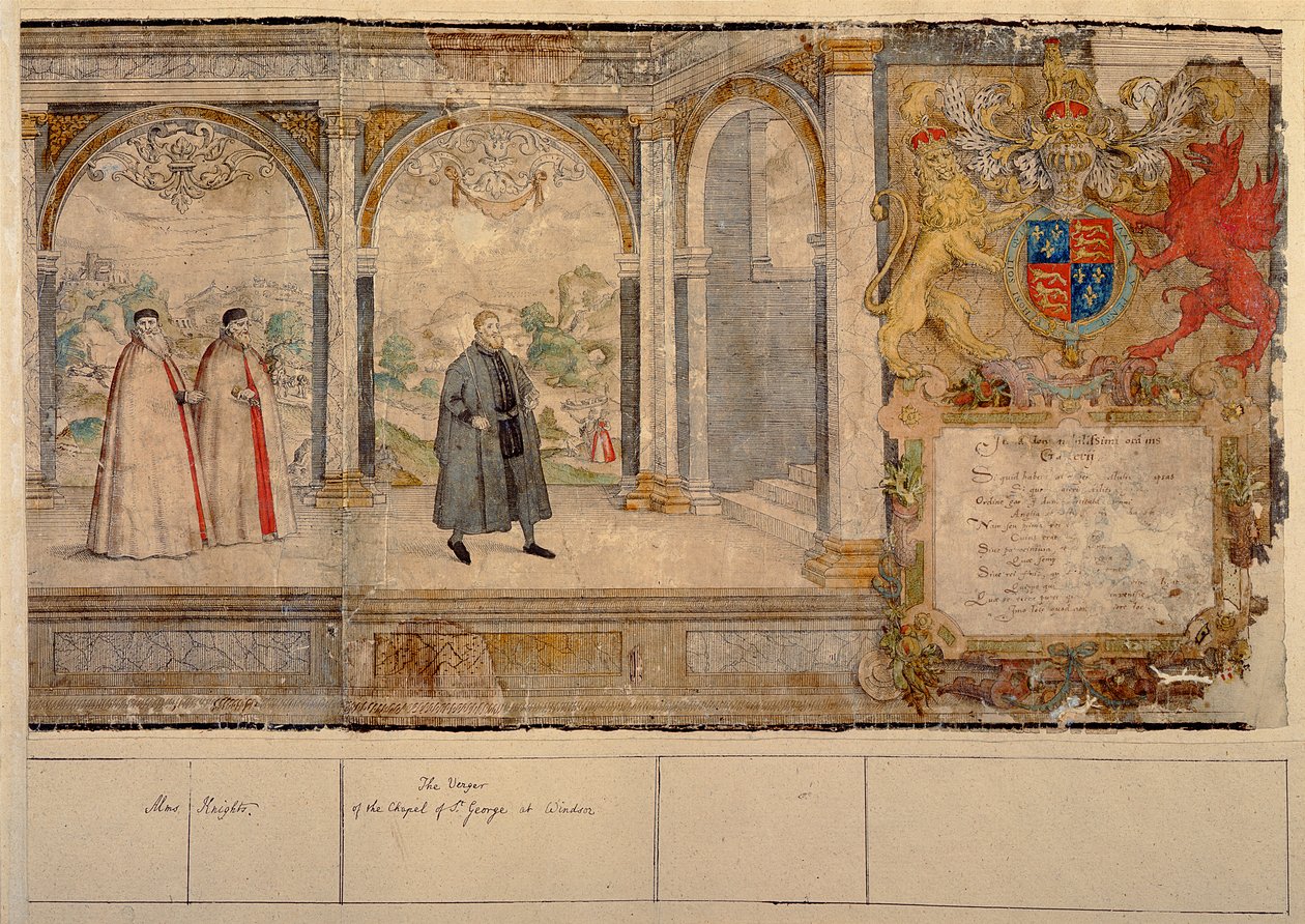 Procession imaginaire des chevaliers de la Jarretière à Windsor, gravée par Marcus Gheeraerts l