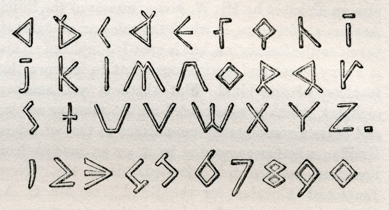 Alphabet tactile triangulaire et chiffres pour les aveugles de James Gall, extrait de 