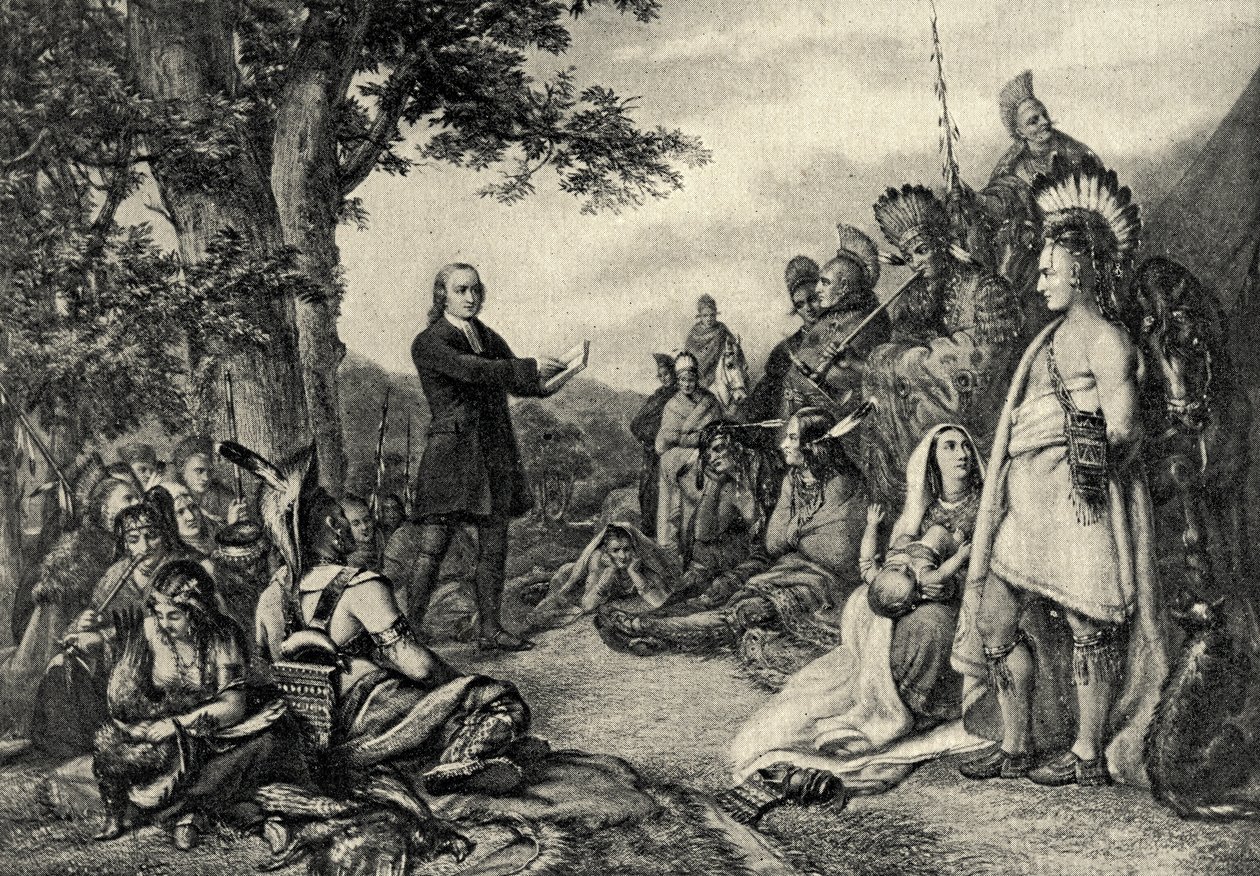 John Wesley prêchant aux Indiens en Géorgie en 1736 - English School