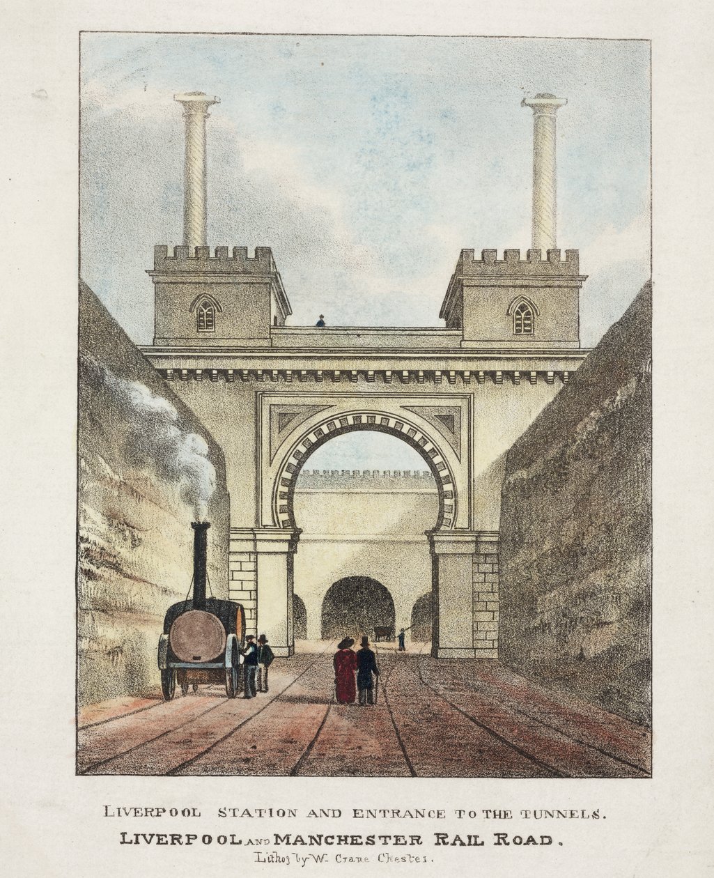 Gare de Liverpool et entrée des tunnels, 1831 - English School