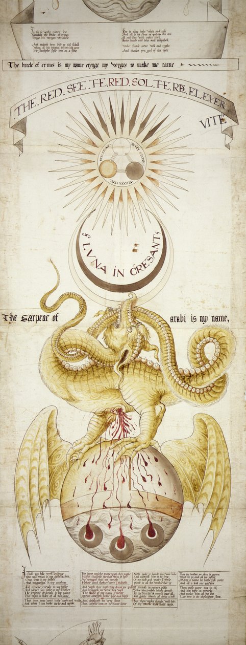 Diagramme emblématique des processus alchimiques pour la production de la Pierre Philosophale, scène 4, des Rouleaux de Ripley - English School