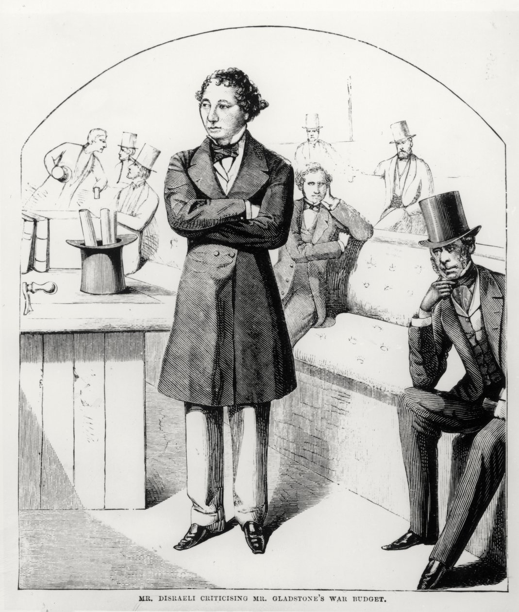 M. Disraeli critiquant le budget de guerre de M. Gladstone vers 1853-54 - English School