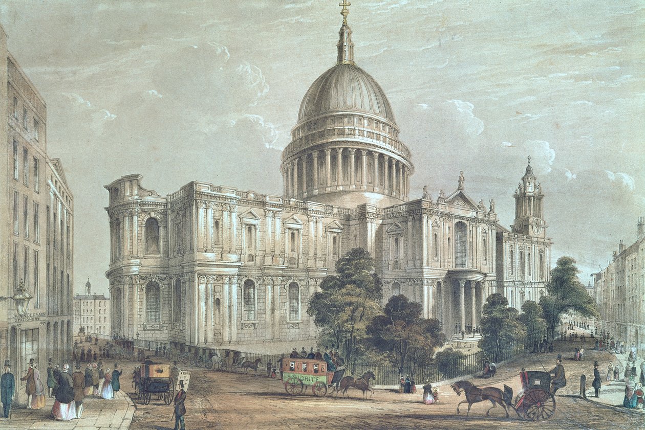 Vue nord-est de la cathédrale Saint-Paul, vers 1850 - English School