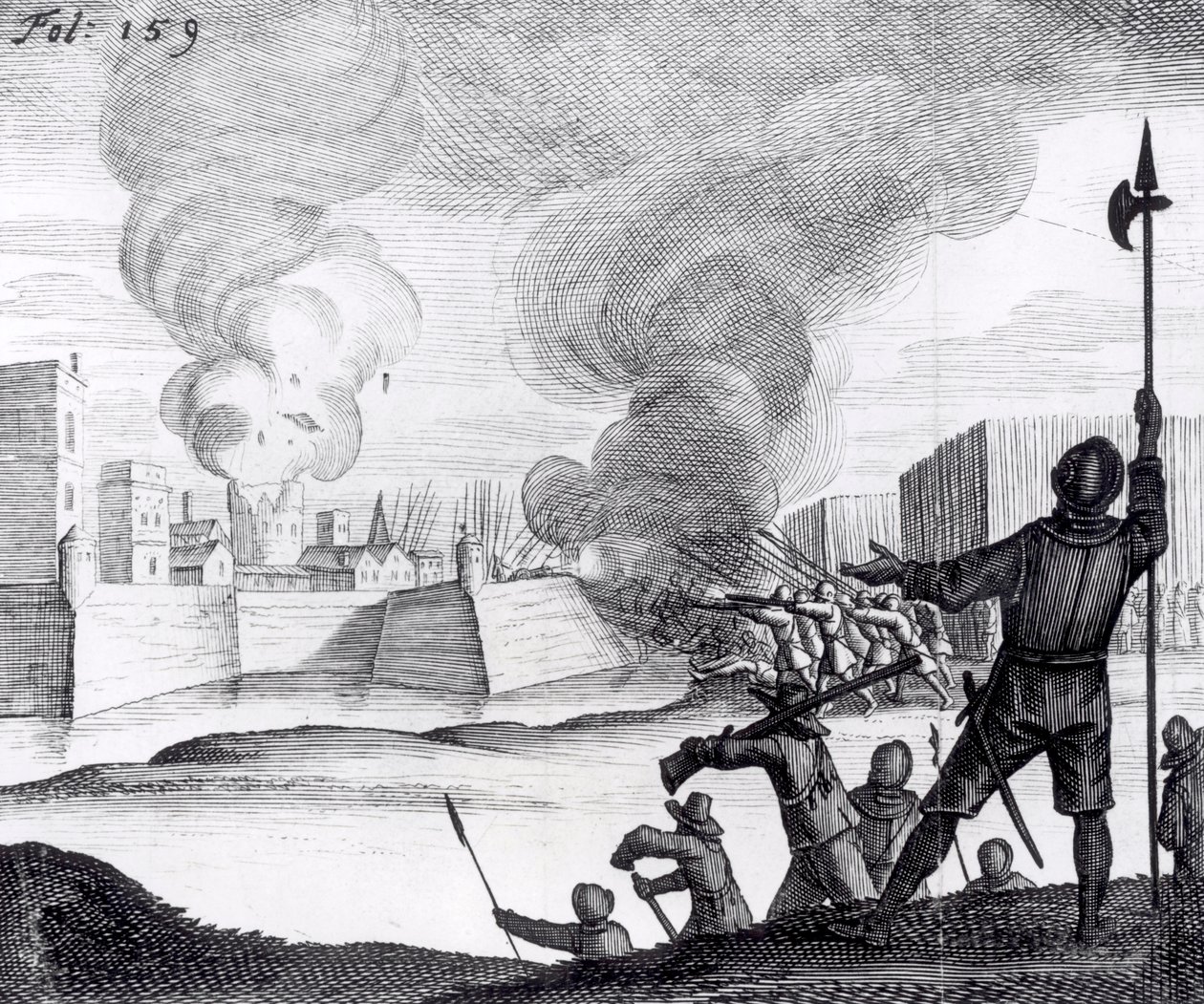 Oliver Cromwell assiège Drogheda en 1649-50 - English School