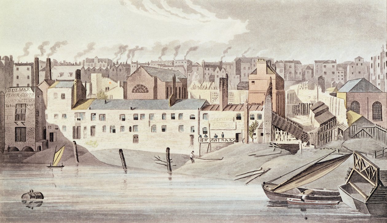 Partie des ruines du Savoy, 1816 (gravure en couleur) - English School