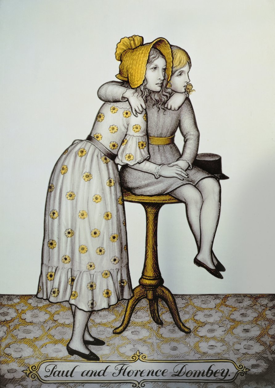 Paul et Florence Dombey de Dombey et Fils par Charles Dickens - English School