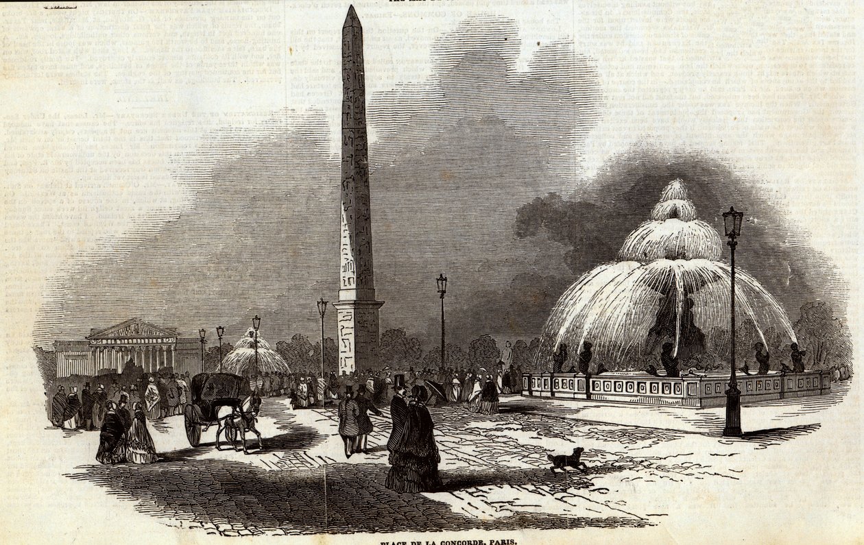 Place de la Concorde, Paris, de The Illustrated London News, 2 août 1845 - English School