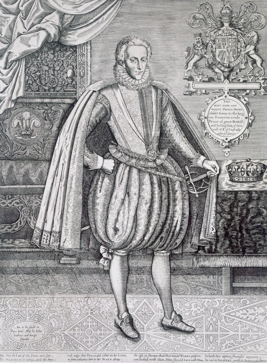 Portrait de Henri, prince de Galles (1594-1612) du Livre des Rois, gravé par Renold Elstrack (1571-c.1630) 1612 - English School